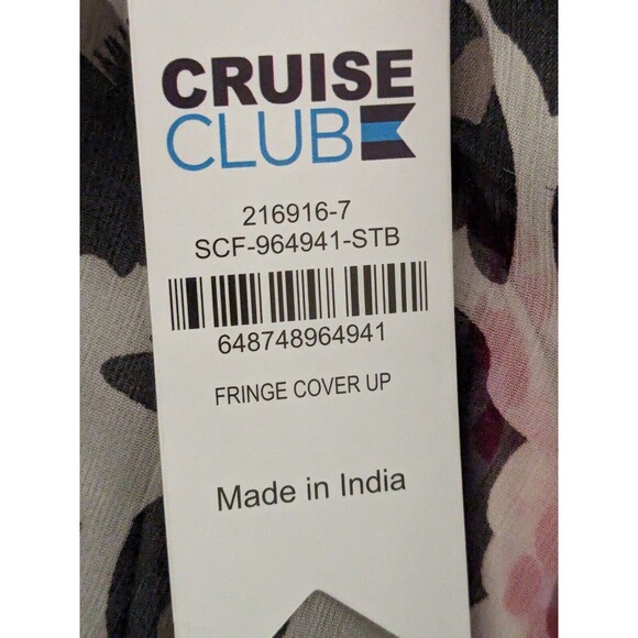 Cruise Club Ladies One Size Brown/White/Black Sheer Leopard Fringe Cover-Up NEW - Picture 8 of 12